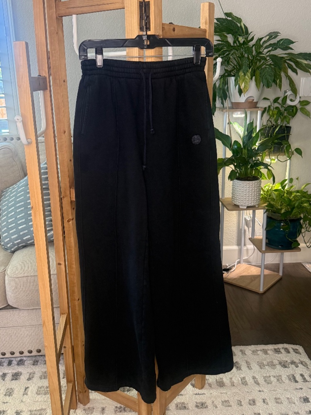 PINK Victoria's Secret Black Wide Leg Sweatpants | XS